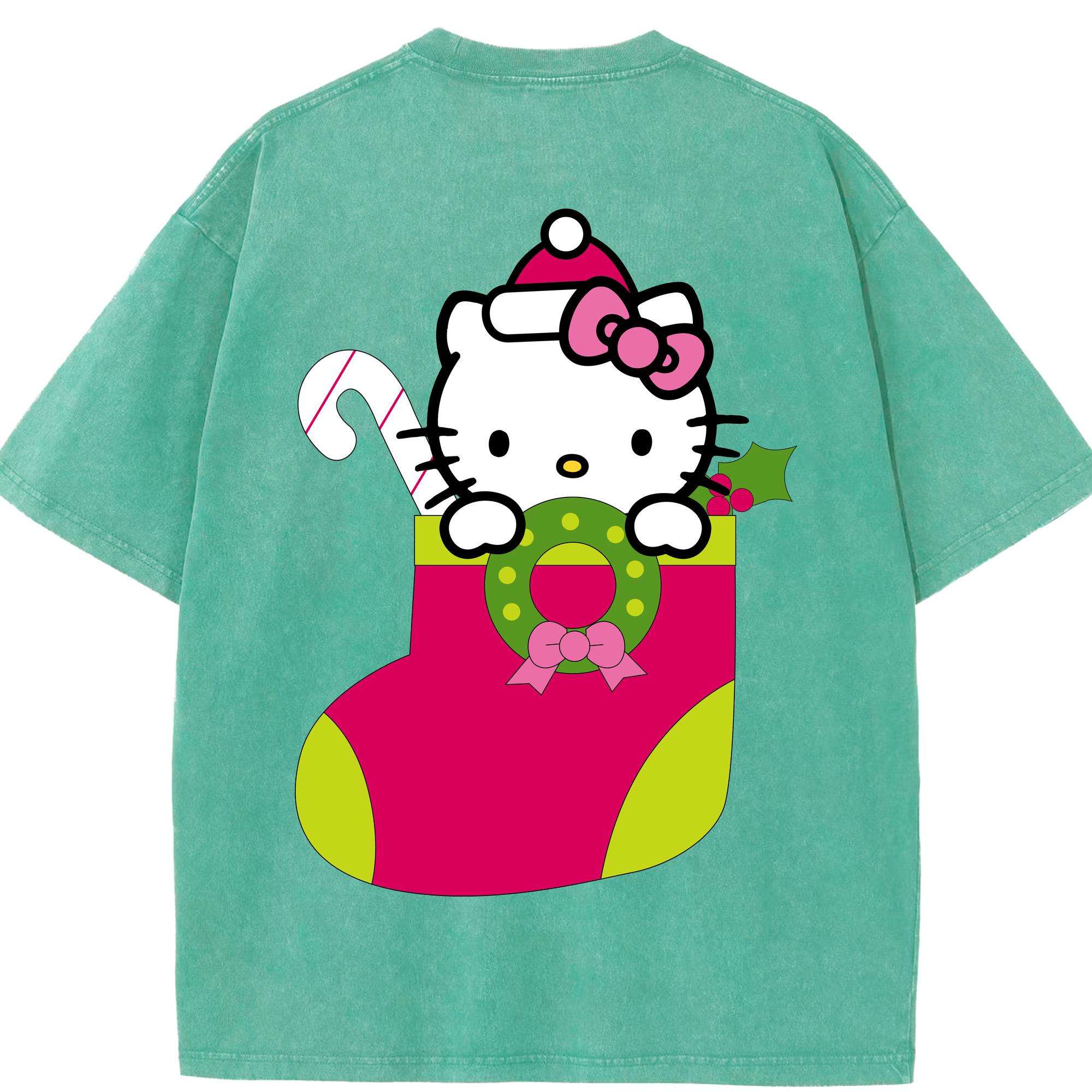 （画像用） Hello Kitty ハローキティ 綿100% ヴィンテージ風 半袖Tシャツ（背面プリント）